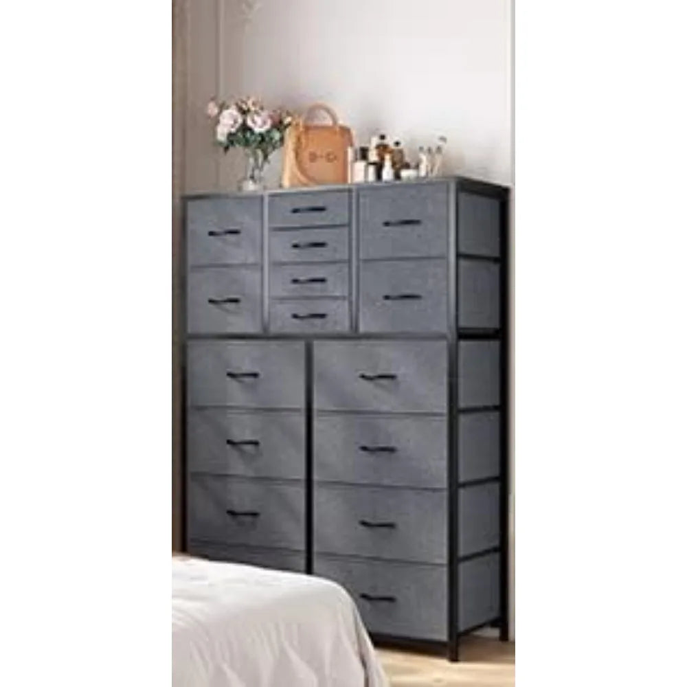 Dresser for Bedroom with 16 Drawer, Dressers & Chests of Drawers, Tall Dresser for Bedroom, Dresser Organizer with Fabric Bins