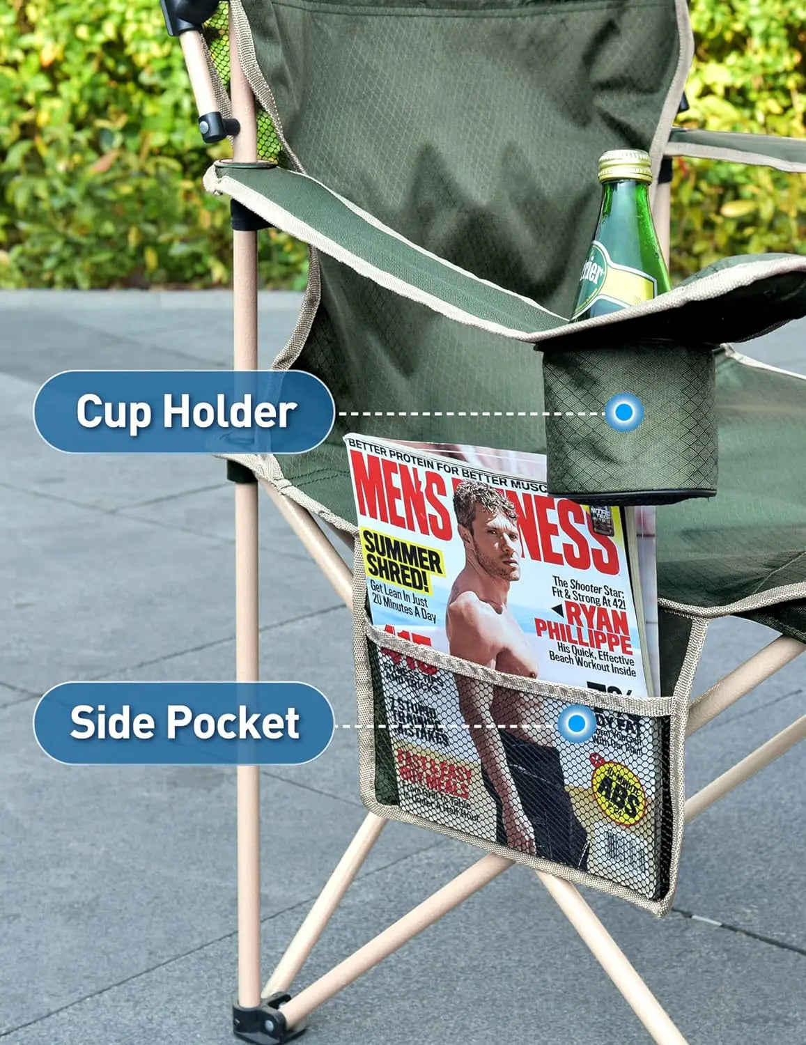 Folding Camping Chair with Shade Canopy for Adults, Canopy Chair for Outdoors Sports with Cup Holder, Side Pocket for Camp