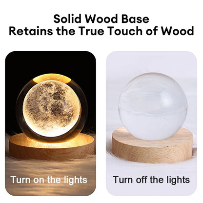 USB LED Night Light Galaxy Crystal Ball Table Lamp 3D Planet Moon Lamp Bedroom Home Decor for Kids Party Children Birthday Gifts