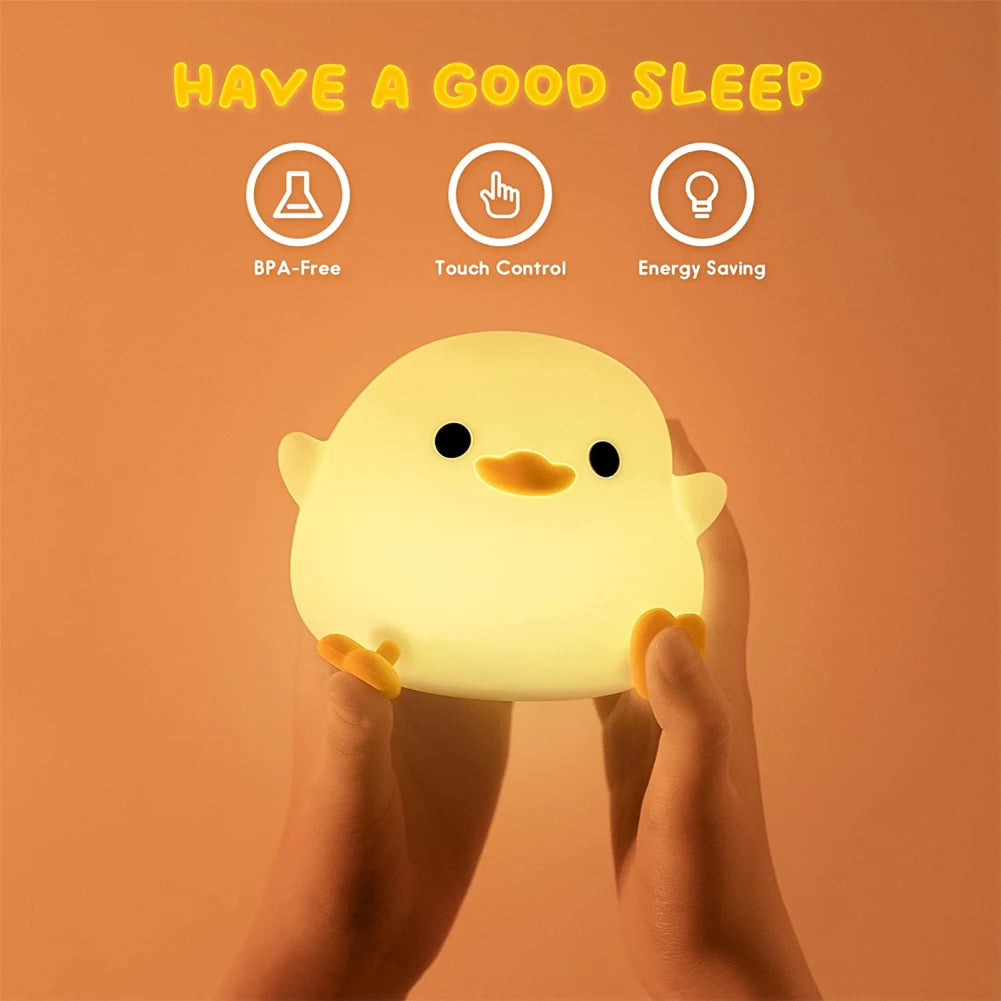 Led Cute Silica Gel Bean Duck Night Light With Touch Sensor Rechargeable Table Lamp Bedside Lamp For Bedroom Living Room