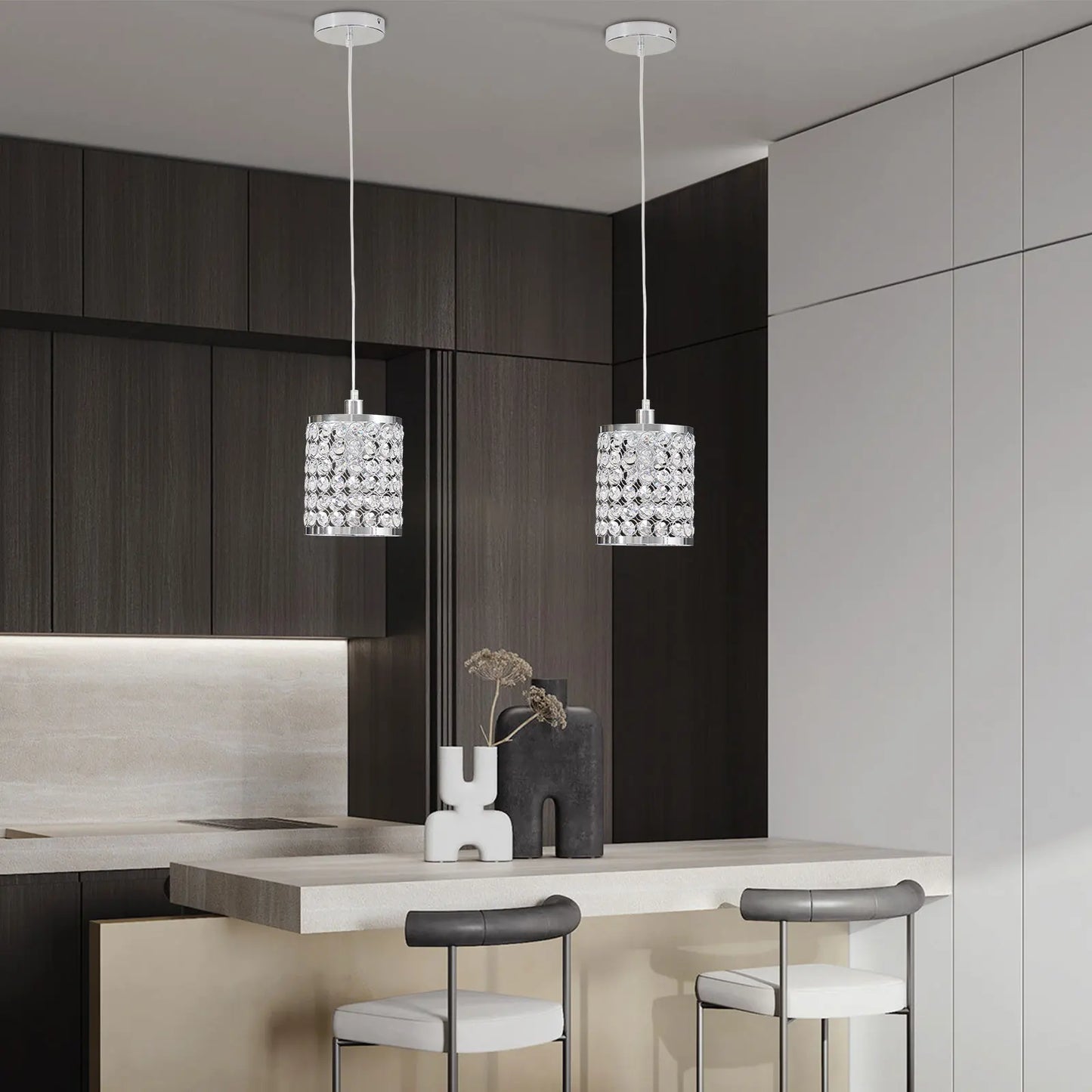 Crystal Chandelier Modern Pendant Light LED 3Pcs Home Decor Lighting Fixture For Kitchen Island Living Room