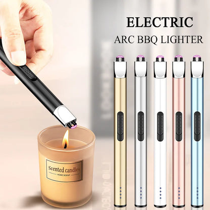 Mini briquet à arc électrique sans flamme avec affichage de puissance, rechargeable par USB, pour cuisine, cuisinière à gaz, pistolet d'allumage, coffret cadeau