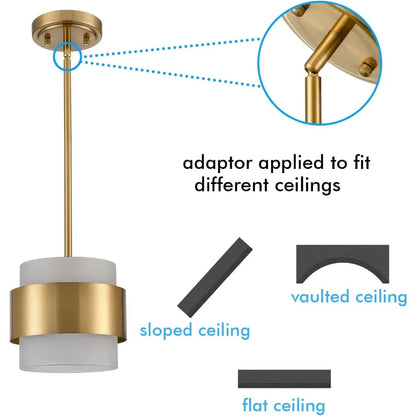 Mini lustre doré moderne pour îlot de cuisine, restaurant, bar, salle à manger avec abat-jour en verre dépoli, luminaires suspendus