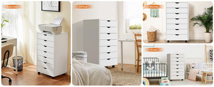 7 Chest of Drawers - Dresser Storage Cabinet Wooden Dresser, White Drawer Wooden Tissue Furniture for Office, Home