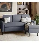 Convertible Sectional Sofas Couches for Living Room,L Shaped Couch with Storage Ottoman,Small Sectional 3 Seater Sofa Small