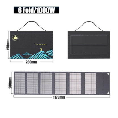 1000W Solar Panel Portable Folding Bag USB+DC Output Solar Charger Outdoor Power Supply for Home Mobile Phone Power Generator