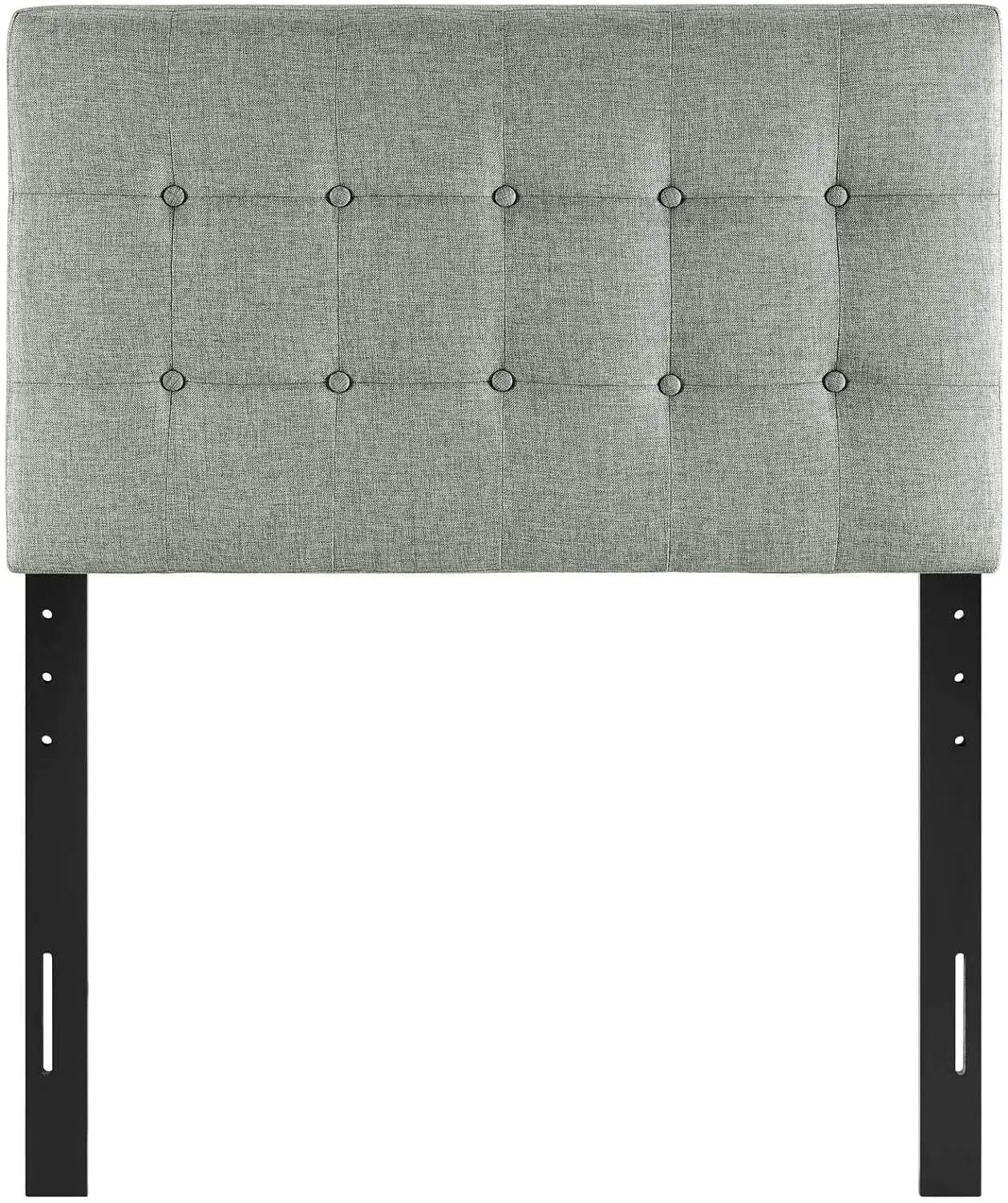 Comfort corner Tufted Button Linen Fabric Upholstered Twin Headboard in Gray