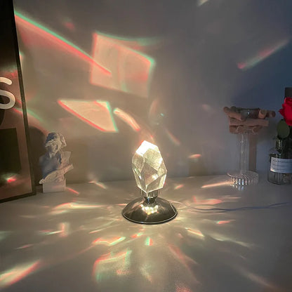 Lámpara de mesa de diamante, luz de noche de cristal USB con control remoto, luz de noche, proyector romántico, lámpara de noche de ambiente lujoso, regalo