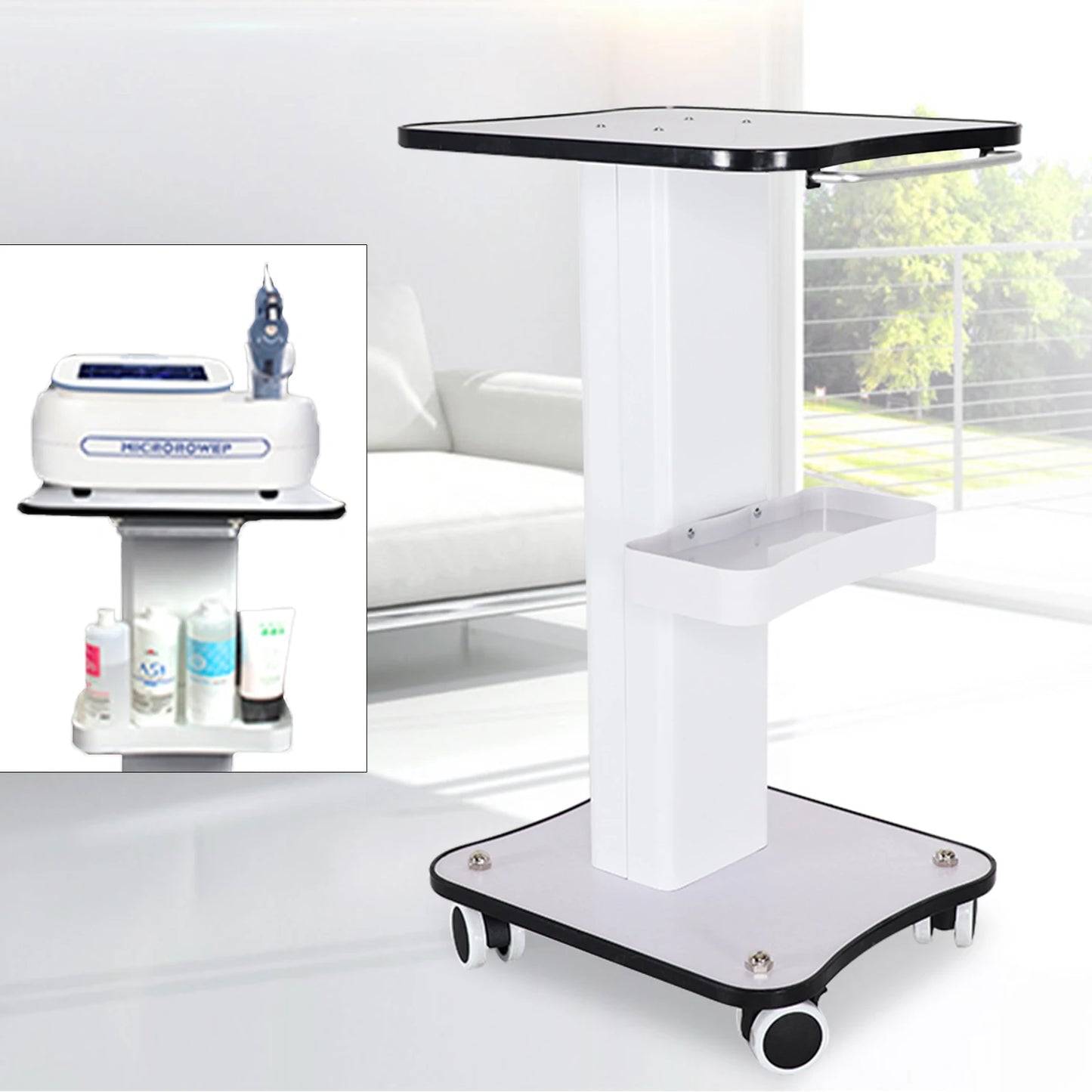 Max Load 40Kg Salon Table Trolley Stand Rolling Cart Beauty Wheel Holder Spa Cart