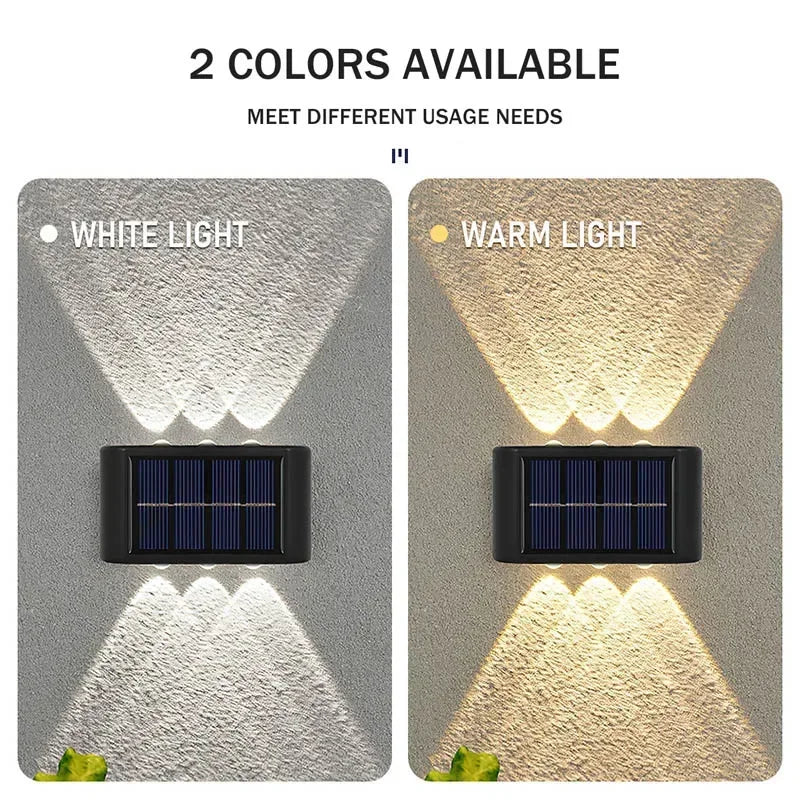 Lámpara de pared solar para exteriores, impermeable, con energía solar, luz hacia arriba y hacia abajo, para iluminar el jardín del hogar, decoración del patio, luces solares exteriores