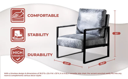 Sillón decorativo clásico de mediados de siglo con estructura de metal cuadrada duradera, sillón para sala de estar y dormitorio de Furniture Direct