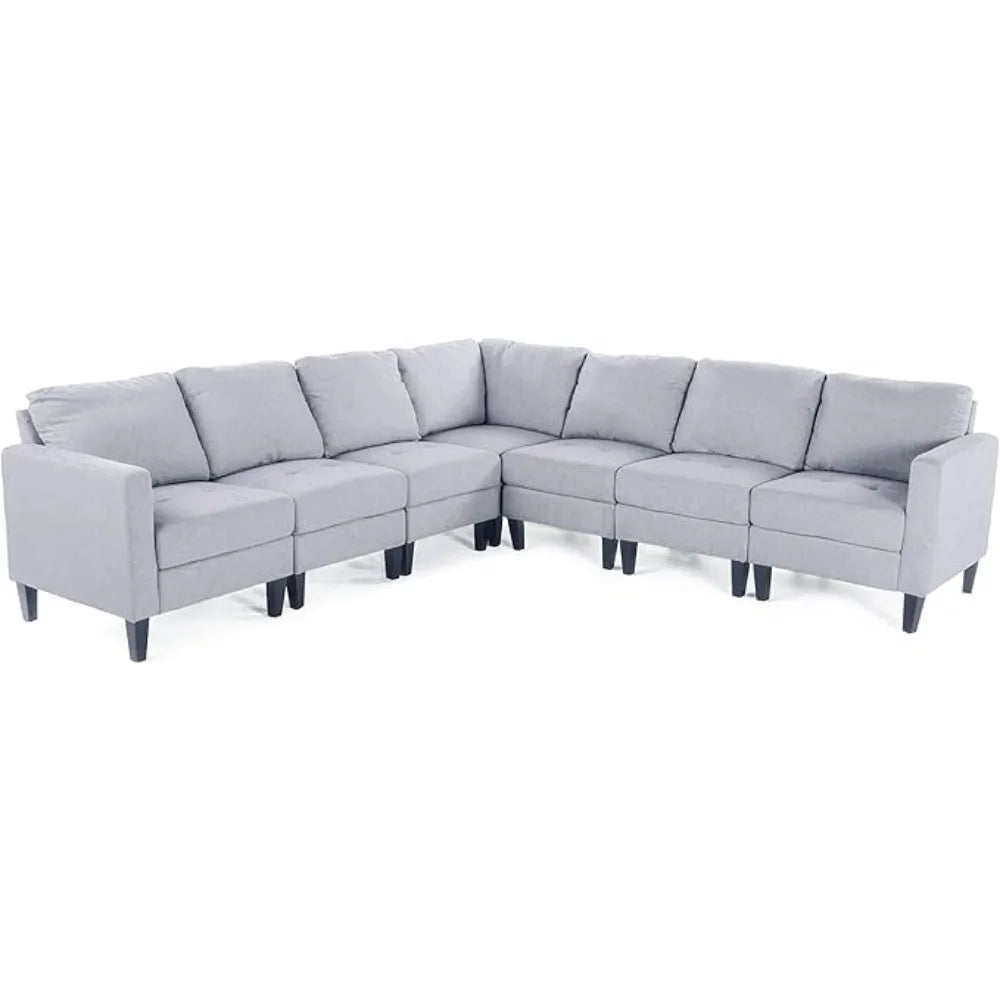 sofasSet, Modular Sectional Sofa with Reversible Chaises,Square Armrests and Comfortable Padded Backrests, L Shaped Corner Sofá