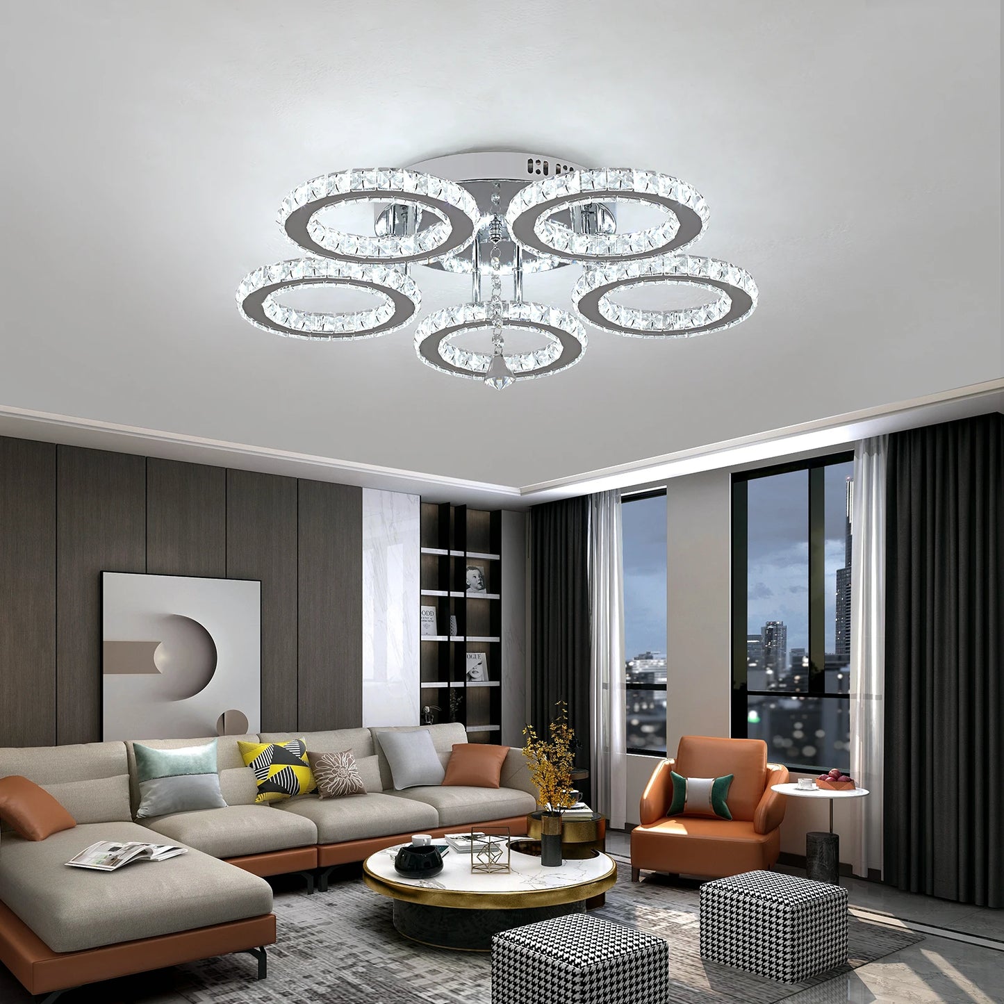 Crystal Led Ceiling Lamp With Remote Control Modern Chandelier Light Hanging Pendant Lamps Indoor Decora Surface Mounted Fixture