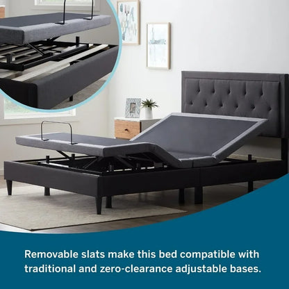 Headboard, padded platform bed frame with headboard - no spring box required - large headboard