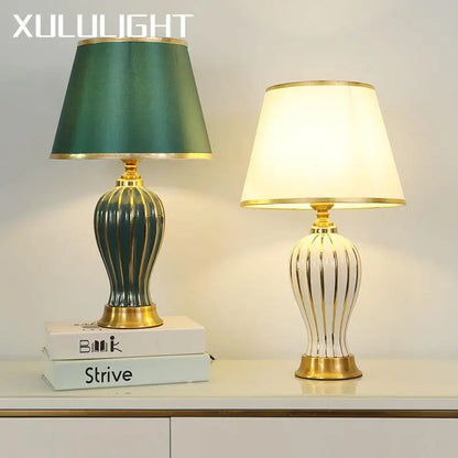 Bedroom Home Bedside Table Remote Control Ceramic Table Lamp Living Room Room Decoration Home White Lighting Fixtures