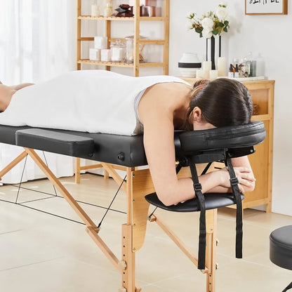 Mesa de masaje Yaheetech, cama de masaje, cama de pestañas portátil para extensiones de pestañas, mesa de belleza para tatuajes, ajustable, color negro