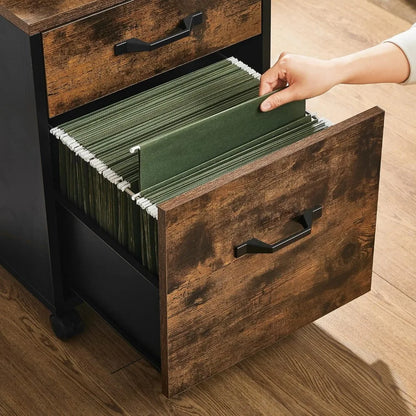 VASAGLE File Cabinet with 2 Drawers, Rolling Office Filing Cabinet with Wheels, for A4, Letter Sized Documents