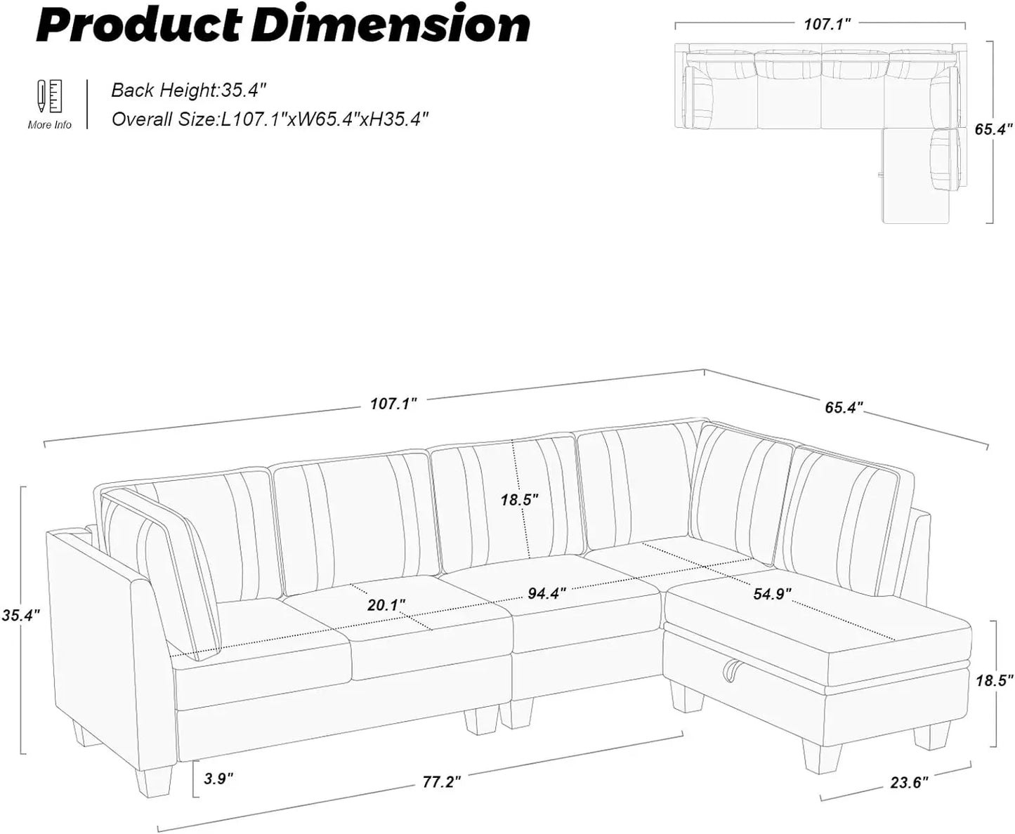 Canapé en L Canapé sectionnel réversible en velours avec pouf de rangement Convertible Ensemble de canapé en L crème