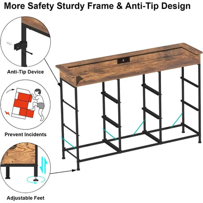 White Dresser with LED Light for Bedroom 9 Drawer Dressers with Charging Station Chests of Drawers Steel Frame Wooden Top