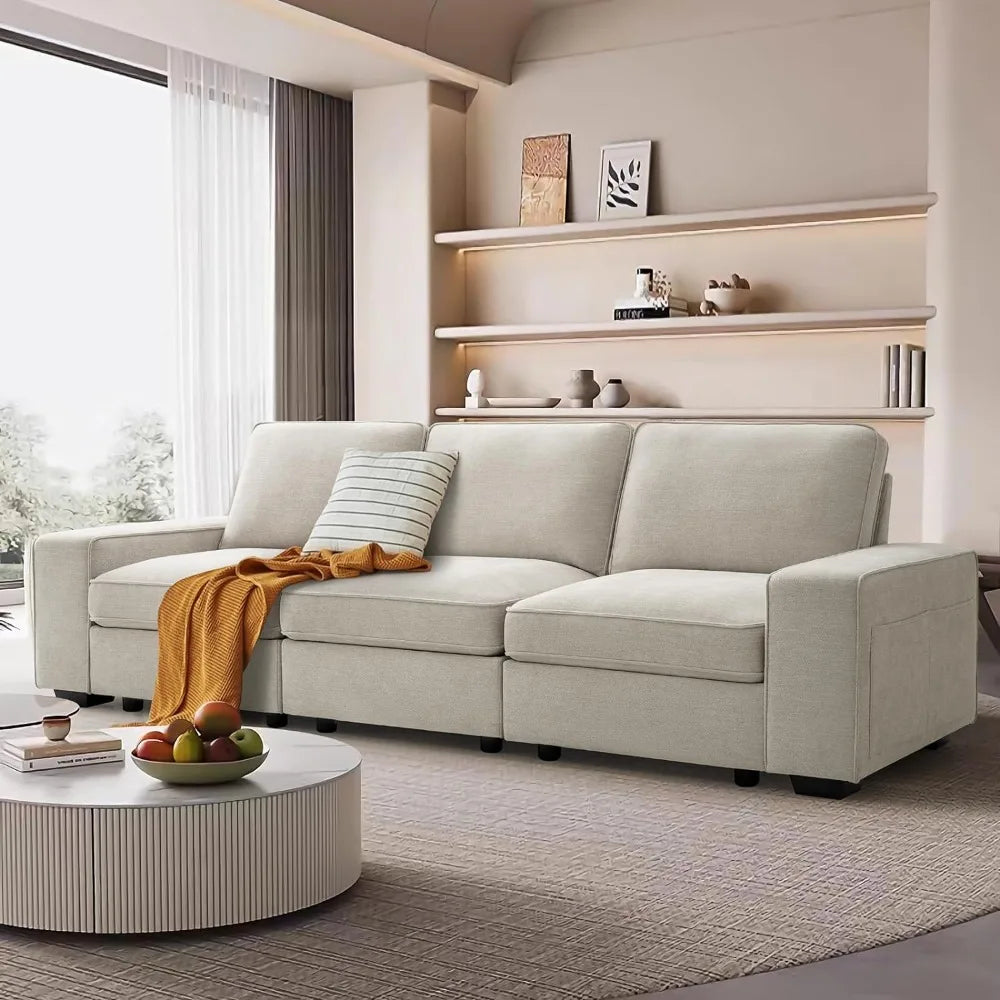 Modular Sectional Sofa Couch with Storage& USB Port, Chenille Couches for Living Room, 3 Seater Couch with Deep Seat