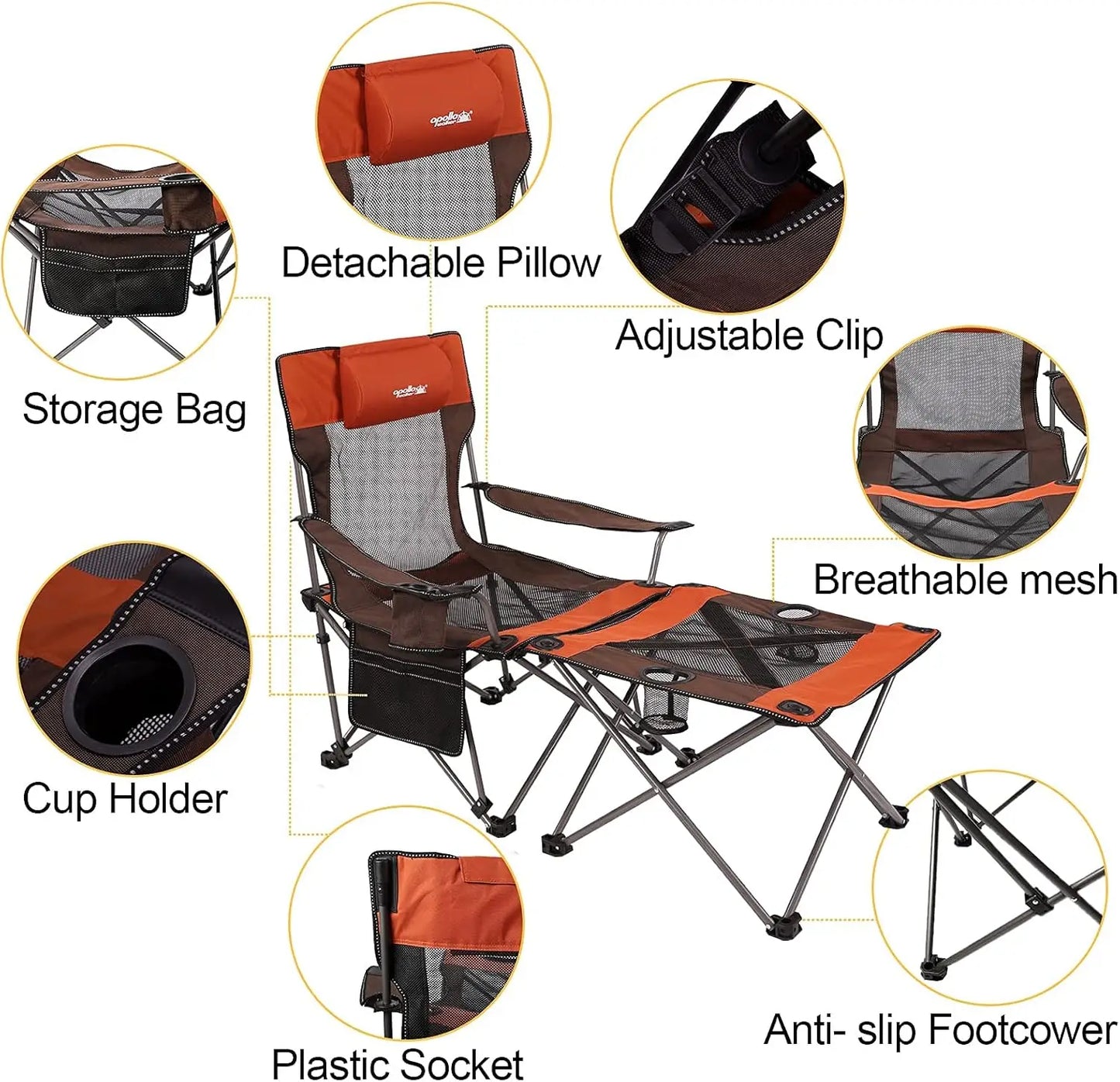 walker Folding Camp Chairs Beach Chairs for Adults 2 in 1 Portable Sun Chairs Lightweight Mesh Lounger Chair with Carry B