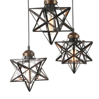 Nordic Star LED Pendant Lamp Bar Dinning Living Room Light Europe Vintage Lamp Glass Pendant Lights Fixtures