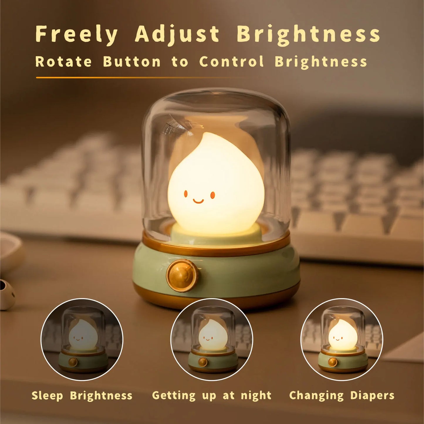 Bougie Veilleuse Mignon Lampe à Pétrole Bureau LED Lumière Décorative USB Rechargeable Veilleuse Chambre Créative Cadeau Pour Enfants