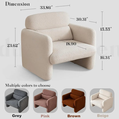 Modern Accent Single/Loveseat Sofa Chair with Arms, Lamb Fabric Upholstered Comfy Reading Arm Chair for Bedroom, Living Room