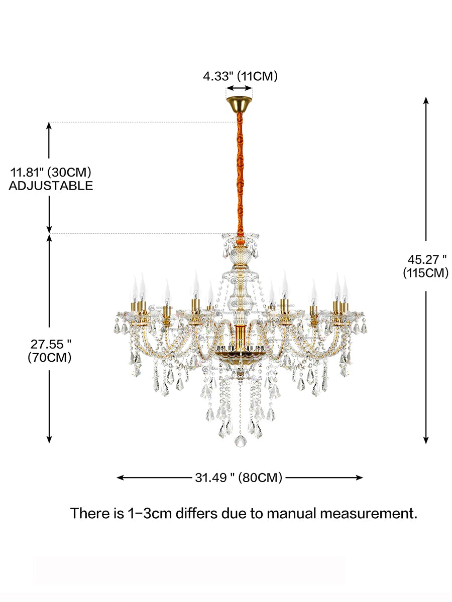 Lustre élégant en cristal de verre, éclairage suspendu au plafond, lampe suspendue dorée à 10 lumières pour salon, chambre à coucher, hall d'entrée