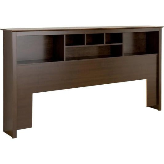 Cabecero de cama tamaño king Cabecero elegante en color espresso tamaño king con estantería para camas tamaño king independientes (81,5" de ancho x 43" de alto x 11" de profundidad)