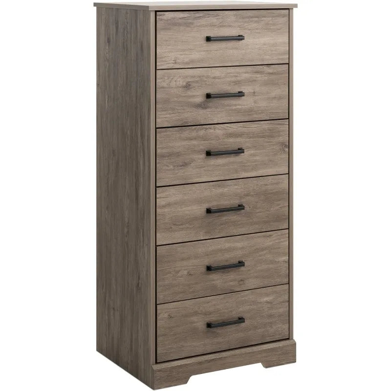 Astrid Tall White Dresser: 16"D x 20"W x 52"H, 6-Drawer Chest for Bedroom by Prepac - Perfect Chest of Drawers for Ample