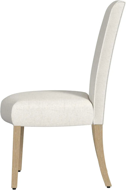 Classic Parsons Dining Chairs, Cream Textured Woven(Set of 2)