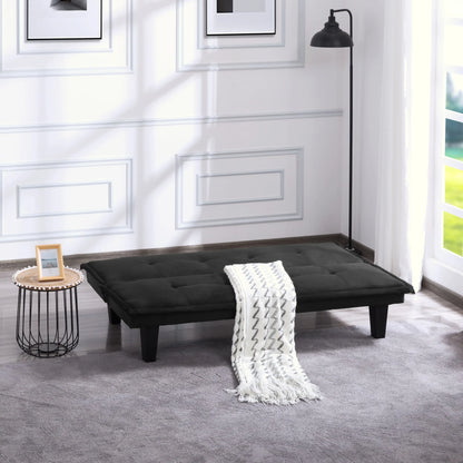 Canapé-lit futon de 63,8 pouces, 3 positions réglables, faux suède, bordure passepoilée, canapés convertibles futon double taille noir