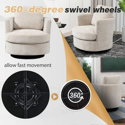 Set of 2 Swivel Accent Barrel Chair,Comfy Round Accent Sofa Chair for Living Room,360 Degree Club Chair,Leisure Arm Chair