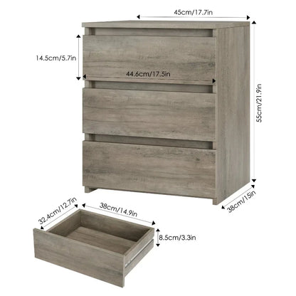 Table de chevet avec 3 tiroirs, table de canapé pour salon, meuble de rangement moderne en bois pour chambre à coucher, table de chevet avec 3 tiroirs