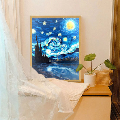 Pintura de luz LED de anime de arte de Van Gogh, decoración de habitación, luz de estado de ánimo de carga inalámbrica, lámpara USB para decoración de pared, luz de noche, regalo para el hogar