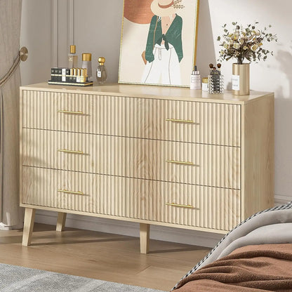 6 Drawer Dresser, Modern Closet Dressers Chest of Drawers with Fluted Panel, Living Room Bedroom Nursery Entryway & Hallway