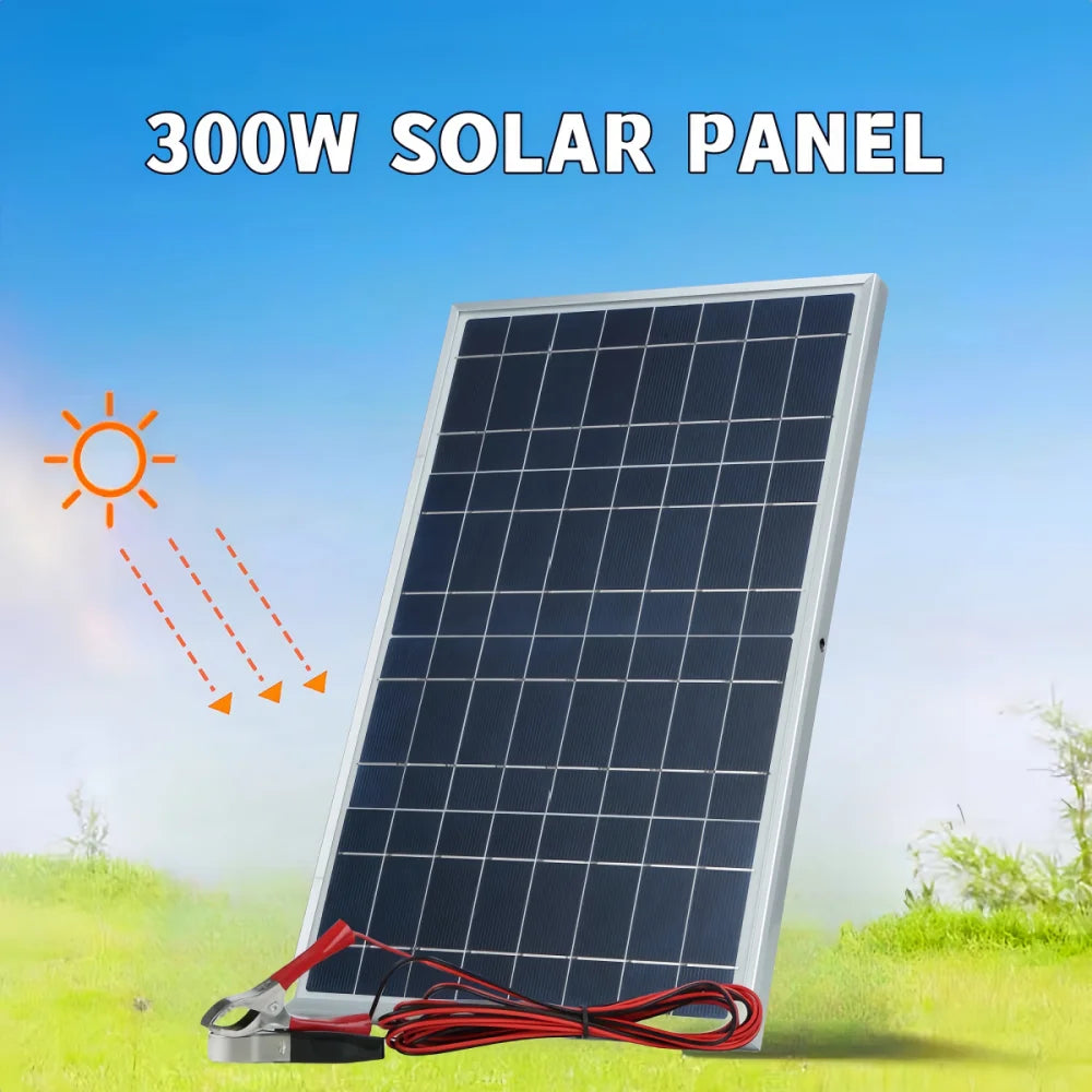 Panel solar de 300 W, 12 V, portátil, recargable, para exteriores, generador solar doméstico, cargador solar, fuente de alimentación para vehículos recreativos