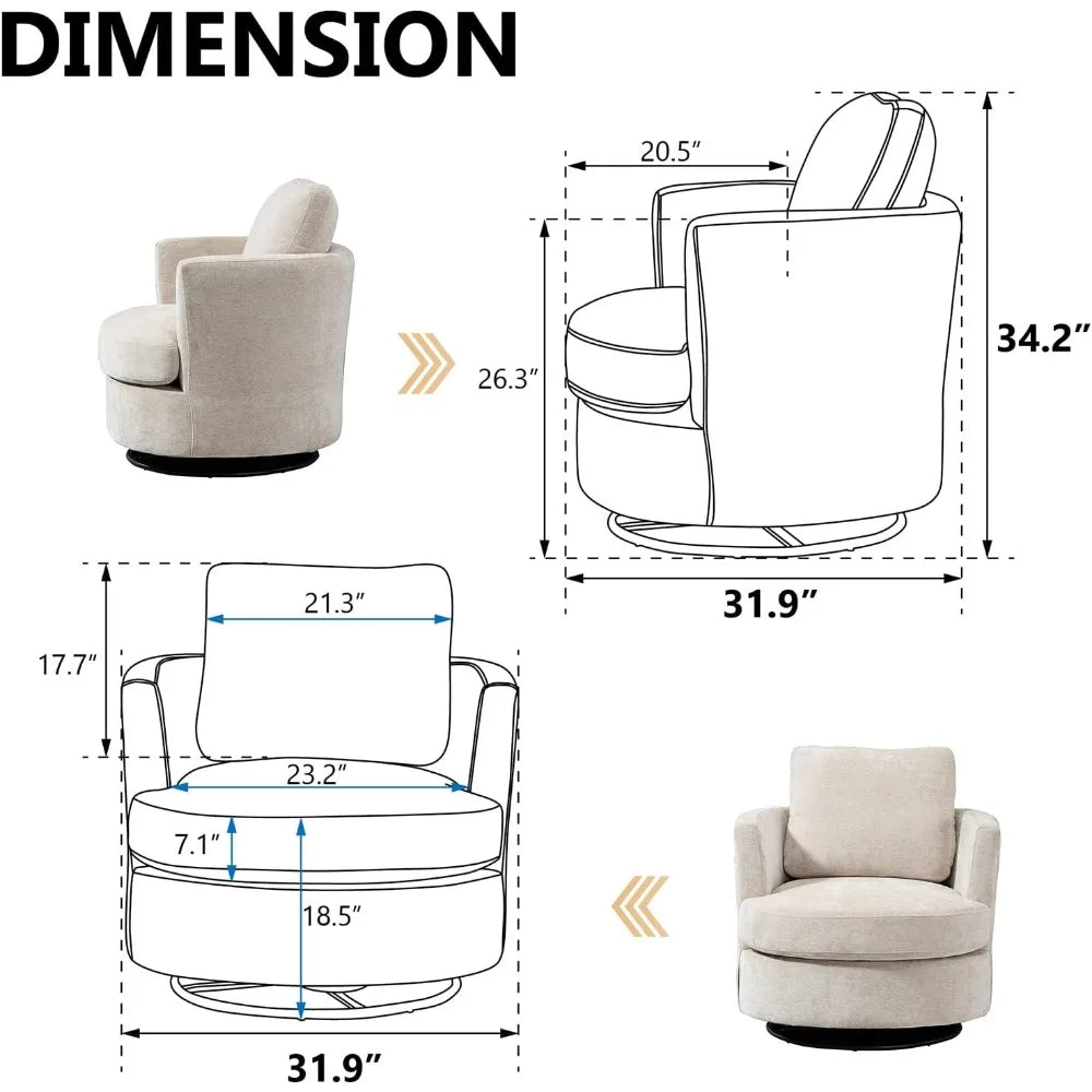 Set of 2 Swivel Accent Barrel Chair,Comfy Round Accent Sofa Chair for Living Room,360 Degree Club Chair,Leisure Arm Chair