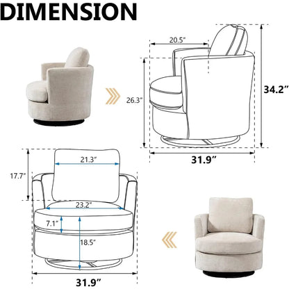 Set of 2 Swivel Accent Barrel Chair,Comfy Round Accent Sofa Chair for Living Room,360 Degree Club Chair,Leisure Arm Chair