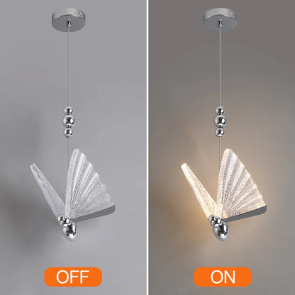 Modern LED Butterfly Pendant Light Fixture Luminaire Bedroom Chanderlier Hanging Ceiling Lamps Bedside Living Room Home Indoor