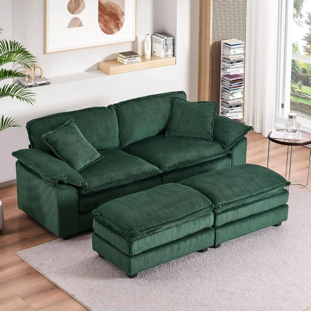 84.6" Sectional Sofa Couch for Living Room,Modern Upholstered Corduroy L Shaped Couch with Chaise,Comfy Deep Seat Loveseat Sofa