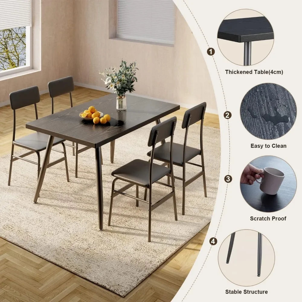 Mesa de comedor de cocina con 4 sillas para espacios pequeños Mesas y sillas de comedor Juego de comedor para apartamento Muebles para dormitorio