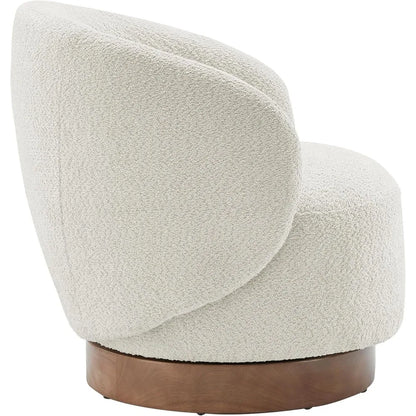 Chair Modern Round Barrel Armchair Upholstered Performance Fabric for Bedroom Reading Waiting Living Room, 22-inch