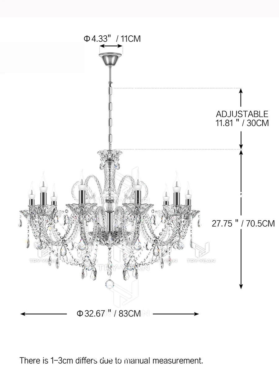 TRY-YEAN 10 Lights Crystal Glass Chandelier Transparent Cognac Color Glass Hanging Lamp For Living Room Bedroom Room Lobby Decro