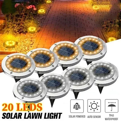 Lampe solaire d'extérieur 8/20 LED pour jardin, cour, éclairage souterrain, étanche, décoration, projecteur enterré