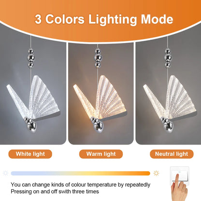 Modern LED Butterfly Pendant Light Fixture Luminaire Bedroom Chanderlier Hanging Ceiling Lamps Bedside Living Room Home Indoor