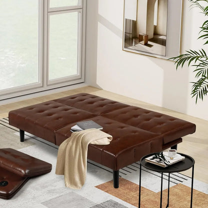 Canapé-lit futon convertible de 65 po avec 2 ports USB, petit canapé-lit pliant réglable rembourré, canapé-lit du milieu du siècle