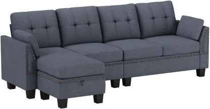 Reversible Sectional Sofa L-Shape Sofa Convertible Couch 4-Seater Sofas Sectional， Sofa Set Living Room Furniture