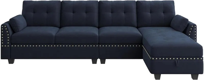 Reversible Sectional Sofa L-Shape Sofa Convertible Couch 4-Seater Sofas Sectional， Sofa Set Living Room Furniture